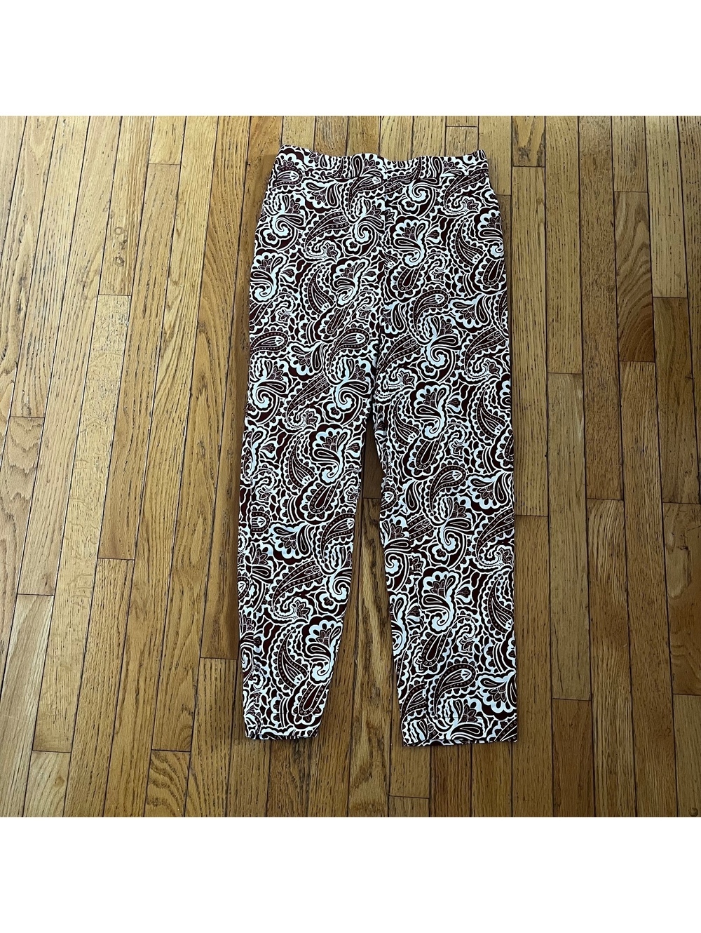 Boden Women's Brown and White Paisley Print Pants Size US 6R